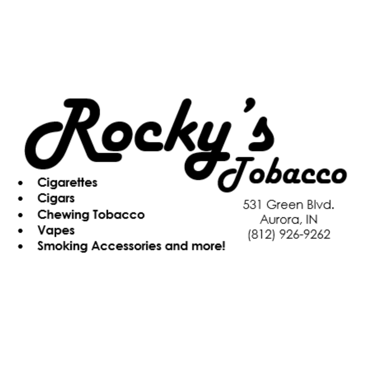 Rocky's Tobacco Inc.-Aurora IN - Logo